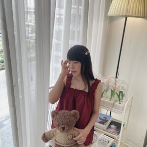 Đồ ngủ nữ 2 dây màu đỏ mận